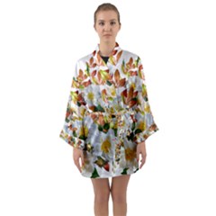 Flowers Roses Leaves Autumn Long Sleeve Kimono Robe