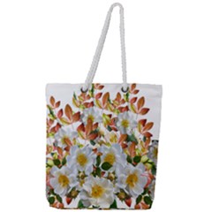 Flowers Roses Leaves Autumn Full Print Rope Handle Tote (large)