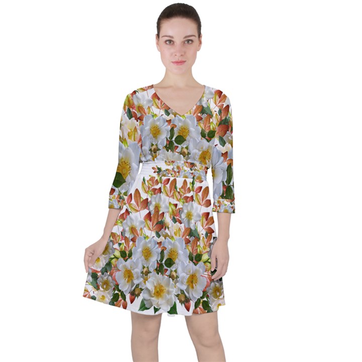 Flowers Roses Leaves Autumn Ruffle Dress