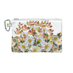 Flowers Roses Leaves Autumn Canvas Cosmetic Bag (medium)