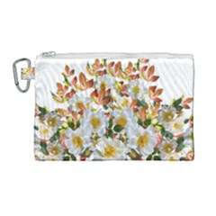 Flowers Roses Leaves Autumn Canvas Cosmetic Bag (large)