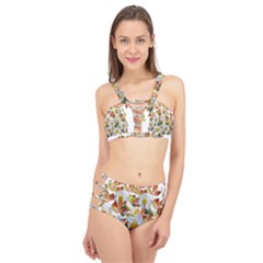 Flowers Roses Leaves Autumn Cage Up Bikini Set