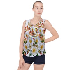 Flowers Roses Leaves Autumn Bubble Hem Chiffon Tank Top by Pakrebo