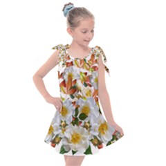 Flowers Roses Leaves Autumn Kids  Tie Up Tunic Dress