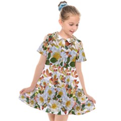 Flowers Roses Leaves Autumn Kids  Short Sleeve Shirt Dress