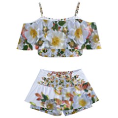 Flowers Roses Leaves Autumn Kids  Off Shoulder Skirt Bikini