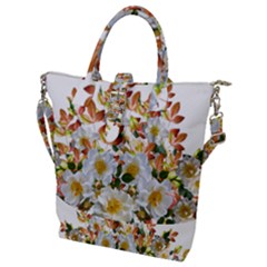 Flowers Roses Leaves Autumn Buckle Top Tote Bag