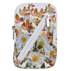 Flowers Roses Leaves Autumn Belt Pouch Bag (large)