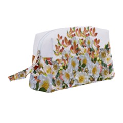 Flowers Roses Leaves Autumn Wristlet Pouch Bag (medium)