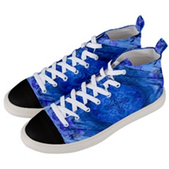 Boho Bohemian Hippie Tie Dye Cobalt Men s Mid-top Canvas Sneakers by CrypticFragmentsDesign