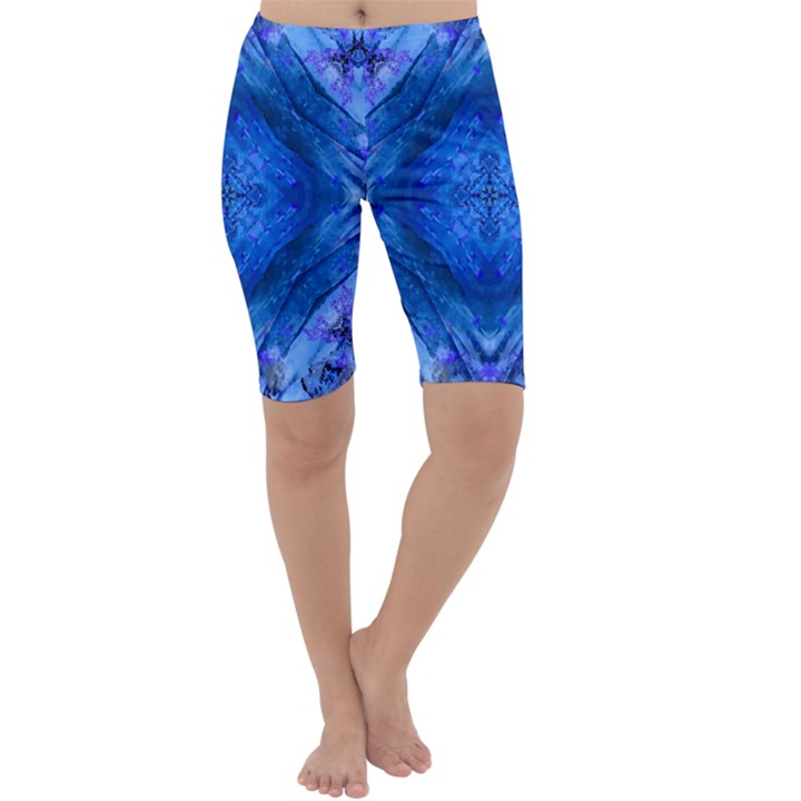 Boho Bohemian Hippie Tie Dye Cobalt Cropped Leggings 