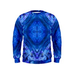 Boho Bohemian Hippie Tie Dye Cobalt Kids  Sweatshirt by CrypticFragmentsDesign