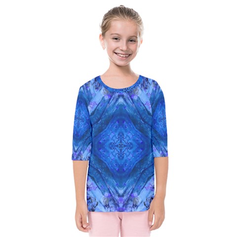 Boho Bohemian Hippie Tie Dye Cobalt Kids  Quarter Sleeve Raglan Tee by CrypticFragmentsDesign