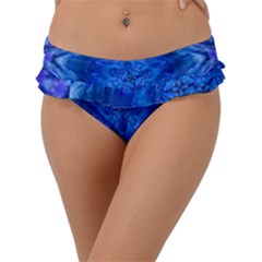 Boho Bohemian Hippie Tie Dye Cobalt Frill Bikini Bottom by CrypticFragmentsDesign