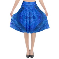 Boho Bohemian Hippie Tie Dye Cobalt Flared Midi Skirt by CrypticFragmentsDesign