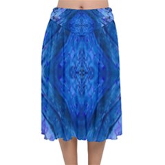 Boho Bohemian Hippie Tie Dye Cobalt Velvet Flared Midi Skirt by CrypticFragmentsDesign