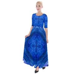 Boho Bohemian Hippie Tie Dye Cobalt Half Sleeves Maxi Dress by CrypticFragmentsDesign