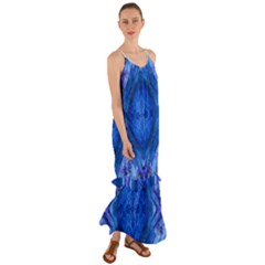 Boho Bohemian Hippie Tie Dye Cobalt Cami Maxi Ruffle Chiffon Dress by CrypticFragmentsDesign