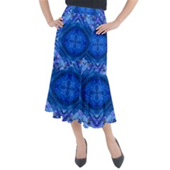 Boho Bohemian Hippie Tie Dye Cobalt Midi Mermaid Skirt by CrypticFragmentsDesign