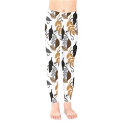 Gray Brown Black Neutral Leaves Kids  Legging by bloomingvinedesign