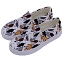 Gray Brown Black Neutral Leaves Kids  Canvas Slip Ons View2