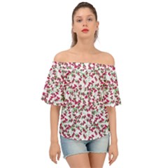 White Red Springs Flora    Off Shoulder Short Sleeve Top