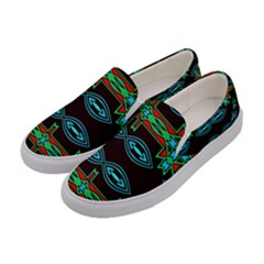 Ovals And Tribal Shapes                           Women s Canvas Slip Ons by LalyLauraFLM