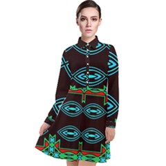 Ovals And Tribal Shapes                             Long Sleeve Chiffon Shirt by LalyLauraFLM