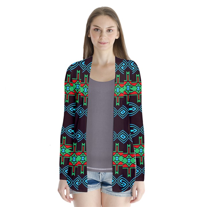 Ovals and tribal shapes                             Drape Collar Cardigan