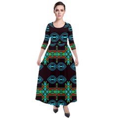 Ovals And Tribal Shapes                                 Quarter Sleeve Maxi Velour Dress