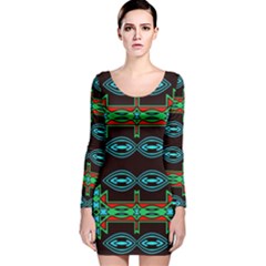 Ovals And Tribal Shapes                               Long Sleeve Velvet Bodycon Dress