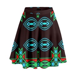 Ovals And Tribal Shapes                                 High Waist Skirt by LalyLauraFLM