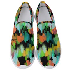 Paint Brushes On A Black Background                               Men s Slip On Sneakers by LalyLauraFLM