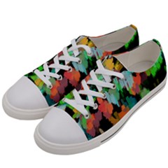 Paint Brushes On A Black Background                               Women s Low Top Canvas Sneakers