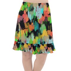 Paint Brushes On A Black Background                                   Fishtail Chiffon Skirt