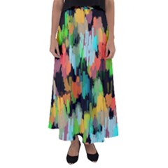 Paint Brushes On A Black Background                              Flared Maxi Skirt by LalyLauraFLM