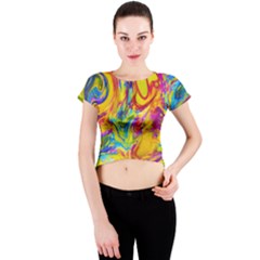 Mixed Paint                                 Crew Neck Crop Top by LalyLauraFLM