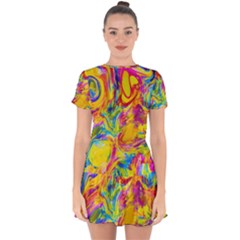 Mixed Paint                                    Drop Hem Mini Chiffon Dress by LalyLauraFLM