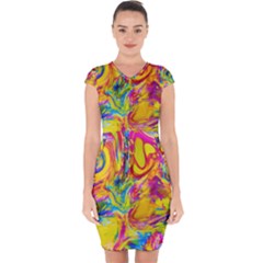 Mixed Paint                                Capsleeve Drawstring Dress by LalyLauraFLM