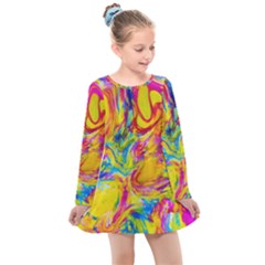 Mixed Paint                                Kids  Long Sleeve Dress by LalyLauraFLM