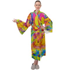 Mixed Paint                              Maxi Tie Front Velour Kimono by LalyLauraFLM