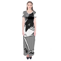 Gallows Raven Chopped Short Sleeve Maxi Dress by Bajindul