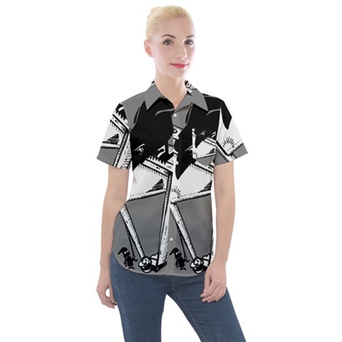 Gallows Raven Chopped Women s Short Sleeve Pocket Shirt by Bajindul