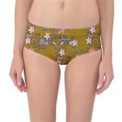 Textile Flowers Pattern Mid-waist Bikini Bottoms