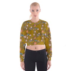 Textile Flowers Pattern Cropped Sweatshirt