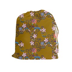 Textile Flowers Pattern Drawstring Pouch (xl)