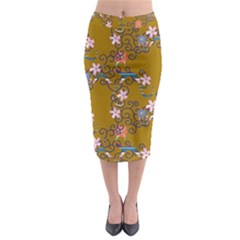 Textile Flowers Pattern Midi Pencil Skirt