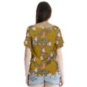 Textile Flowers Pattern V-Neck Flutter Sleeve Top View2