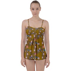 Textile Flowers Pattern Babydoll Tankini Set by HermanTelo