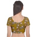 Textile Flowers Pattern Velvet Short Sleeve Crop Top  View2